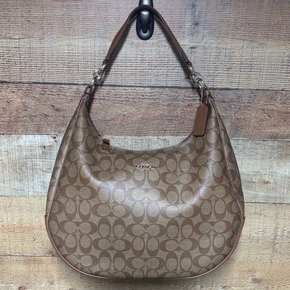 Coach Handbags - Coach Harley Hobo Tan signature C Shoulder Saddle Bag purse tote
